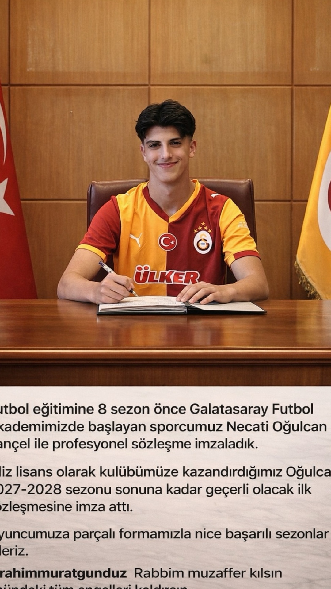 Milliyetçi iş insanı İbrahim Murat Gündüz’den Galatasaraylı genç yıldıza övgü: “Büyük Türk devletinin asil çocukları başarıdan başarıya koşacak”