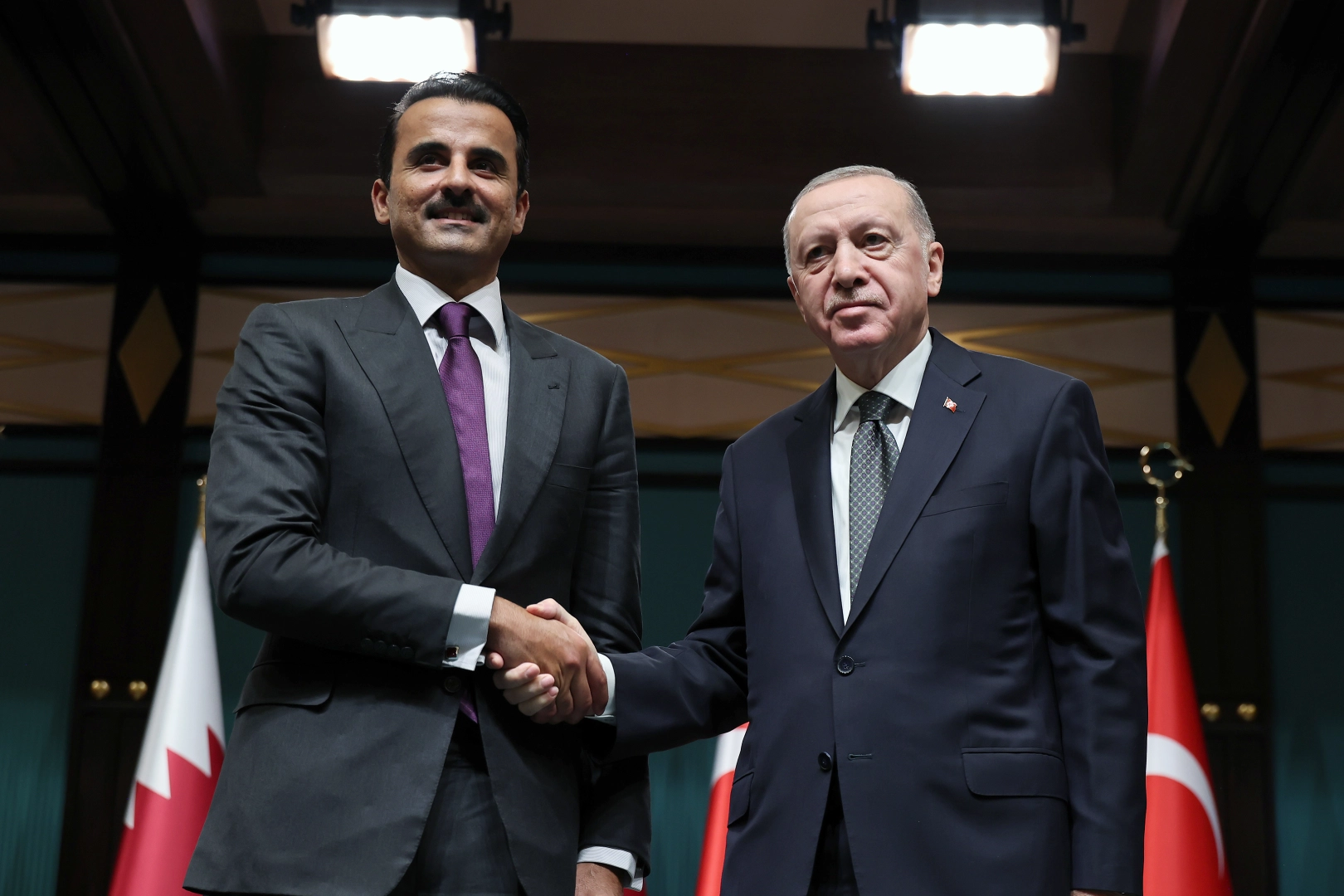 Cumhurbaşkanı Recep Tayyip Erdoğan ve Katar Emiri Şeyh Temim bin