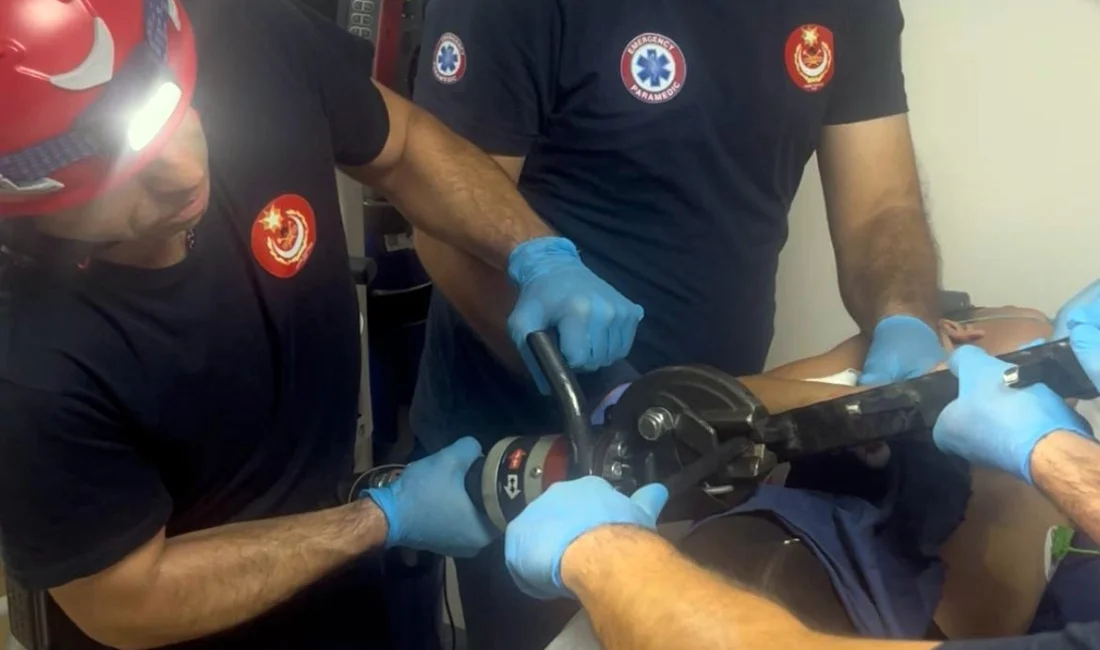 İzmir Büyükşehir Belediyesi itfaiye ekipleri, ağaçtan demir bahçe çitinin üzerine