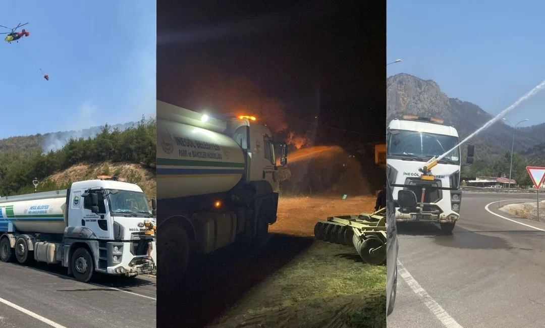 Bursa İnegöl Belediyesi, Bilecik bölgesinde çıkan orman yangınlarına müdahale çalışmalarına