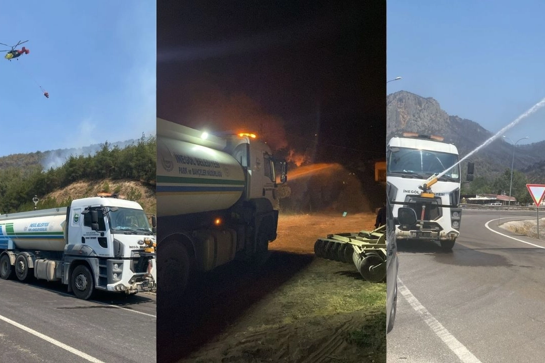 Bursa İnegöl Belediyesi, Bilecik bölgesinde çıkan orman yangınlarına müdahale çalışmalarına