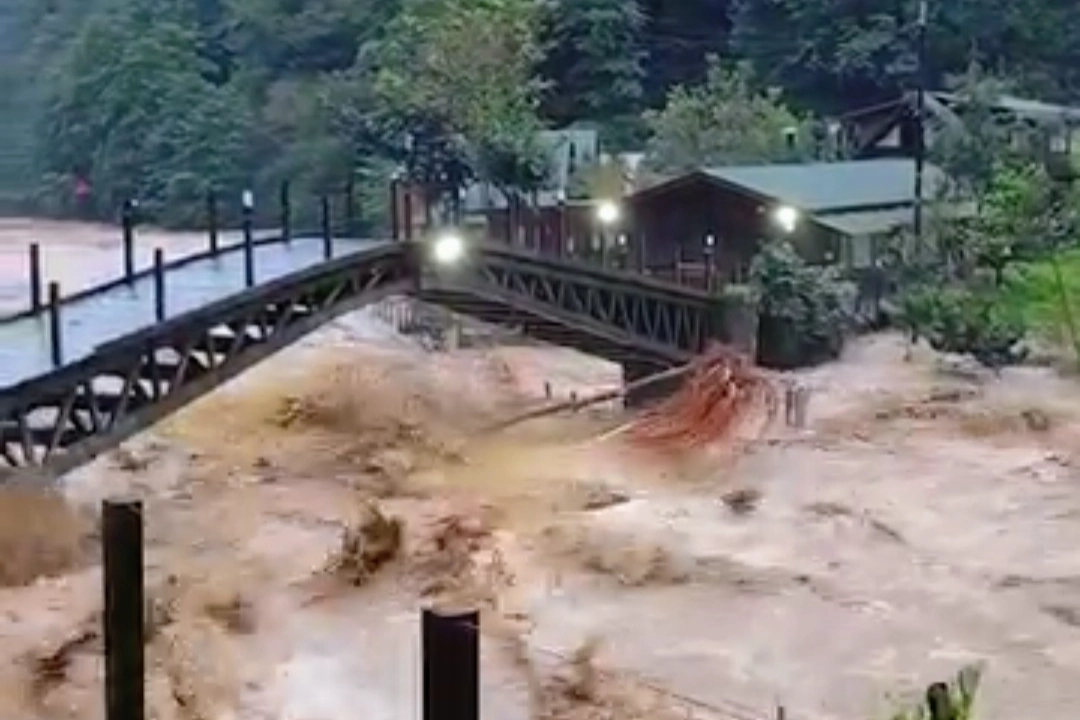 Artvin’de meydana gelen sel felaketinde dereler taştı, heyelan meydana geldi.