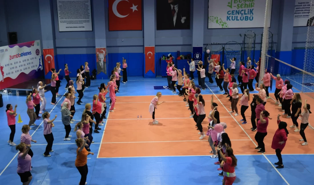Bursa Büyükşehir kadınları sporla buluşturuyor Bursa Büyükşehir Belediyesi tarafından düzenlenen zumba ve pilates dersleriyle kadınlar,